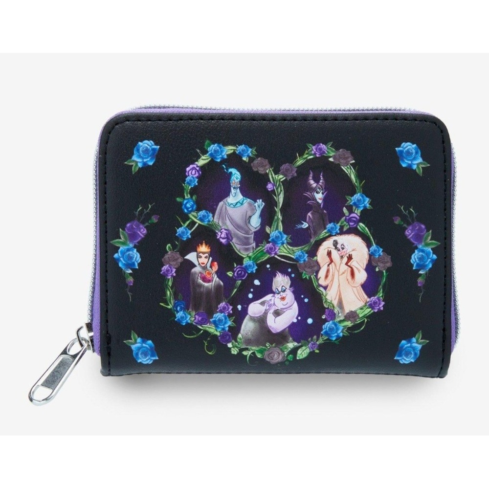 Loungefly Disney Villains Purple Florals Black Wallet Whimsigoth Whimsy NEW!